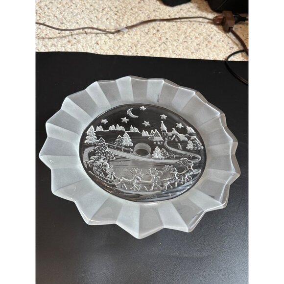 Vintage Mikasa Silent Night Frosted Glass Pedestal Bon Bon Plate Footed 9" Chris - Picture 11 of 11